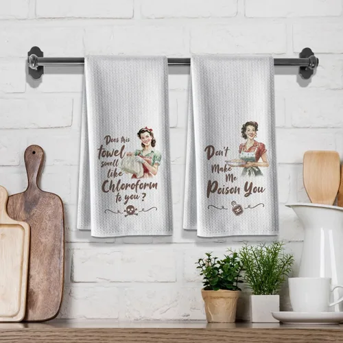 Miniatura 5 de Toallas de cocina, trapos de cocina divertidos con temas de bromas, 16 x 24, paquete de 2, toalla de barra de microfibra, toallas de mano Paquete