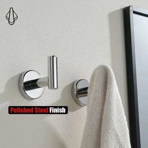 Miniatura 6 de JQK Gancho de toalla de baño cromado, gancho para abrigo/albornoz de acero inoxidable 304 para baño, cocina, garaje, montado en la pared