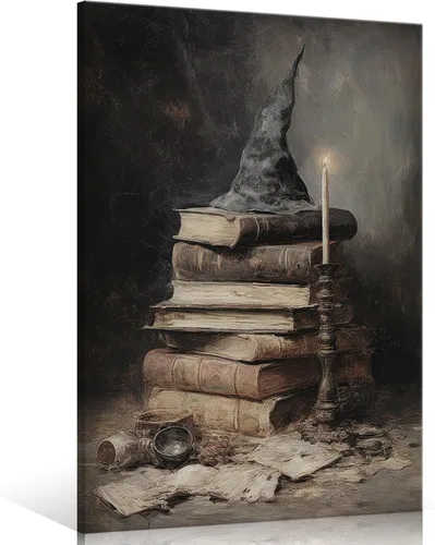 Miniatura 8 de Póster de lienzo vintage de Halloween de Academia oscura gótica, victoriana, bruja, arte de pared espeluznante casa embrujada, arte abandonado