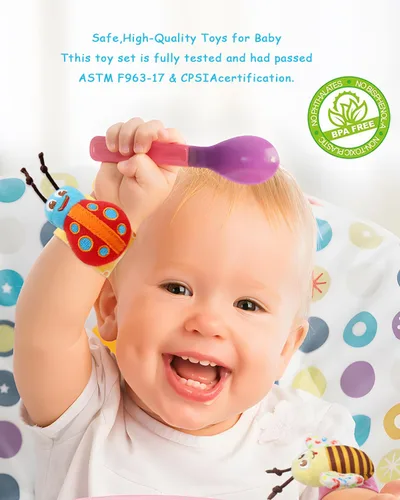 Miniatura 9 de Sonajeros de muñeca para bebés de 0 a 6 meses, calcetines para pies y piernas, tobillos, brazos, mano, pulsera, agitador para niños y niñas de 6 a