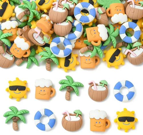 Miniatura 14 de Ipotkitt 100 dijes de resina opaca con diseño de flores, abejas y mariposas, con parte trasera plana, para álbumes de recortes, accesorios