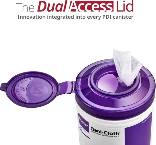 Miniatura 3 de PDI -Q55172 Desinfectante profesional de superficies desechables Super Sani-Cloth Wipes, 160 unidades - Morado