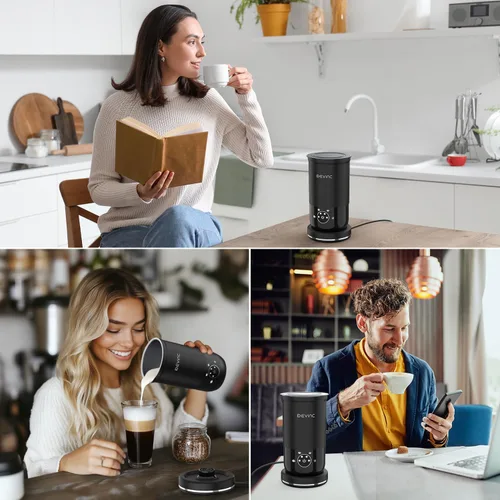 Miniatura 7 de DEVINC Espumador de Leche, Espumador y Vaporizador de Leche 4 en 1, Fabricante de Espuma Caliente y Fría y Calentador de Leche con Apagado