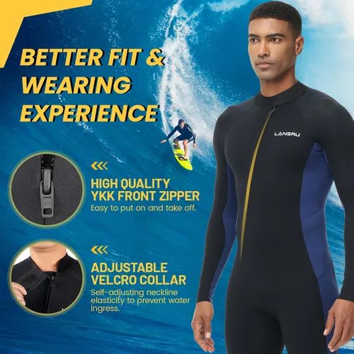 Miniatura 6 de Wetsuit, 5/4mm Upgrade CR Neoprene Wetsuits for Men and Women, Ideal Thermal Wet Suit in Cold Water, Front Zip for Surfing Snorkeling Diving Swimming