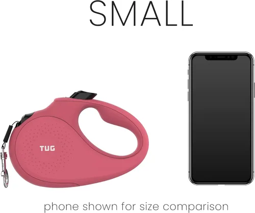 Miniatura 4 de TUG Correa retráctil monocromática de 360° sin enredos para perro, cinta de nailon fuerte de 16 pies (pequeña, rosa)