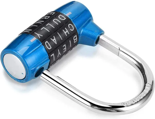 Miniatura 5 de Candado de bloqueo para gimnasio, 5 letras de aleación resistente, candado de seguridad resistente, fácil de configurar tu propio combo reiniciable