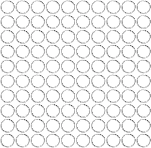 Shapenty Mini llavero de metal dividido con cadena de eslabones para llaves de oficina en casa, organizadas, fabricación de joyas, pestañas con Plata