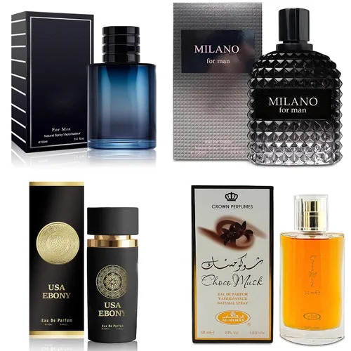 Miniatura 20 de AFLUXE Juego de 4 Colonias para Hombre Incluye Choco Musk/SE/Victory Infamous/Milano Aroma de Madera, Picante, Cítrico y Aromático eau de parfum Set