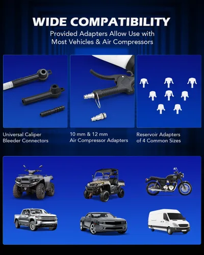 Miniatura 3 de Orion Motor Tech Kit de purgador de frenos neumáticos, 1.06 cuartos de galón Kit de purga de líquido de frenos con 8 adaptadores de cilindro