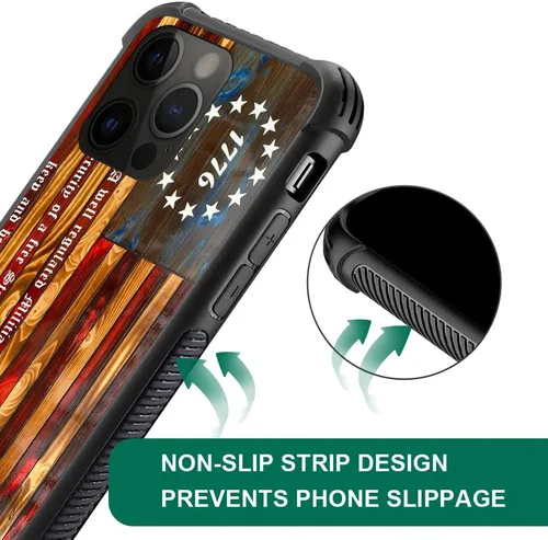 Miniatura 5 de Funda compatible con iPhone 14, fundas para mujeres y niñas, Betsy Ross 13 estrellas de madera con bandera estadounidense con 1776 Betsy Ross 13