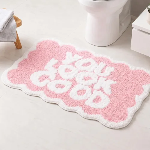 Miniatura 12 de Scalloped Grey Bath Rug, Get Naked Cute Bathroom Rug, Soft Absorbent Quick Dry Bath Mat, TPR Non Slip Backing, Microfiber Mat for Shower Tub Sink