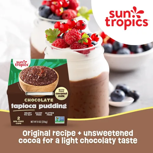 Miniatura 4 de Sun Tropics Pudín de Tapioca, Chocolate Pudines Veganos, Pudines Sin Lácteos Sin Gluten, Sin OGM Copitas de Pudín Listas para Comer 4.0oz