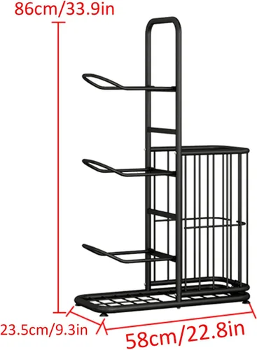 Miniatura 2 de Basketball Storage Rack, Sports Equipment Organizer, Yoga Mat Storage Basket, Multi-Tier Ball Storage Rack with Adjustable Feet for Garages, Courts