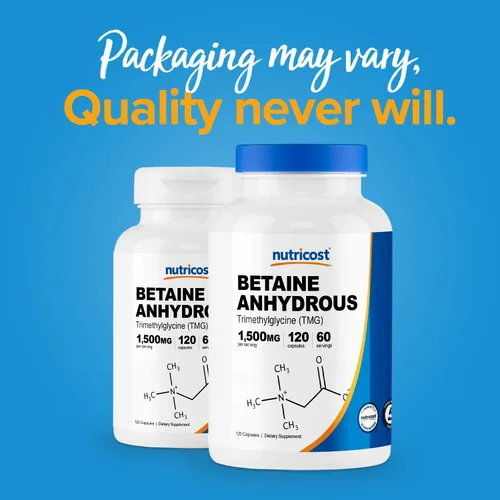 Miniatura 3 de Nutricost Betaína anhidra Caps 1500mg, 60 porciones por botella (2 botellas)