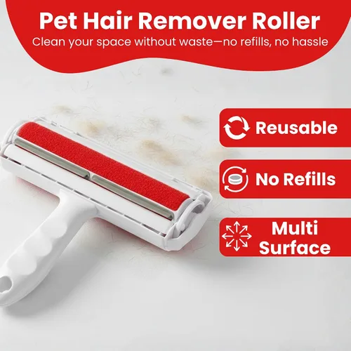 Rodillo removedor de pelo de mascotas para perros y gatos, herramienta reutilizable para quitar pelos y pelusas con mango de fácil agarre, plástico