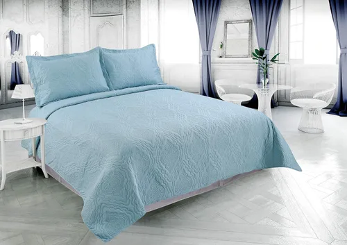 Miniatura 2 de Marina Decoration Juego de colcha Pinsonic en relieve liso, ultra suave, juego de edredón de verano de 2 piezas con 1 funda, color aguamarina
