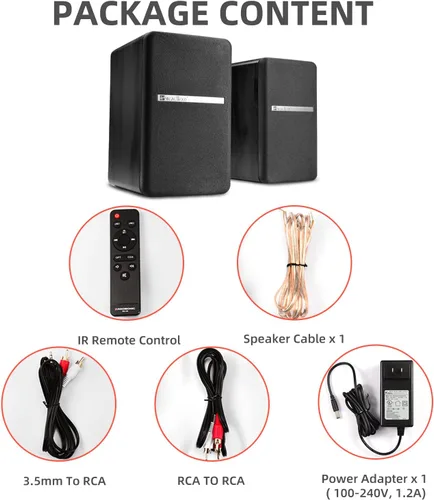 Miniatura 7 de SINGING WOOD BT27 - Altavoces Bluetooth activos, con control y control remoto, monitor de estudio con 2 entradas auxiliares de línea, 54 vatios RMS