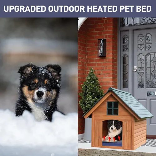 Miniatura 2 de MARUNDA Almohadilla térmica para mascotas al aire libre para perros y gatos – Cama térmica para gatos de espuma viscoelástica 100% impermeable