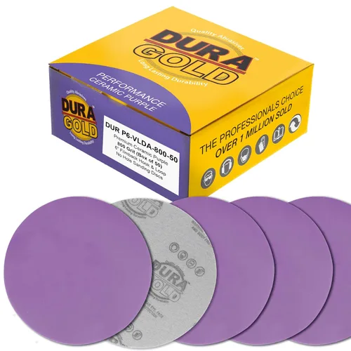 Miniatura 9 de Dura-Gold Premium Discos de lijado de cerámica de película morada de grano 180 de 6 pulgadas, caja de 50 – Papel de lija con soporte de gancho