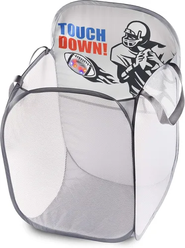 Miniatura 9 de Store & Score Cesta de Ropa Colgante para Puerta de Malla Plegable con Luces LED de Baloncesto Divertido para Niños que se Ilumina, Baúl