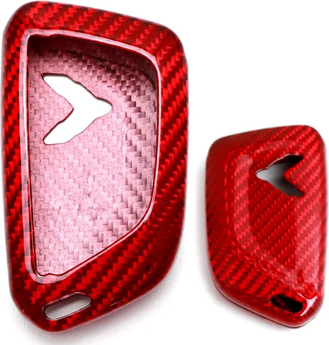 Miniatura 8 de iJDMTOY Funda para llavero de fibra de carbono color rojo brillante, compatible con Chevrolet 2020 en adelante C8 Corvette Stingray Smart Key