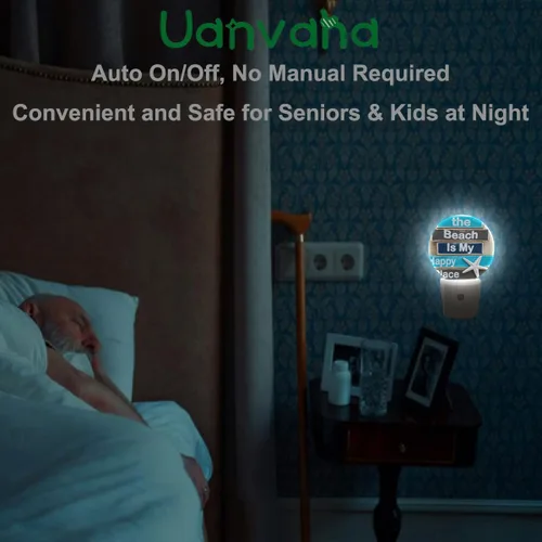 Miniatura 5 de Luces nocturnas de estrellas de mar costeras enchufables a la pared, la playa es mi lugar feliz, lámpara de noche LED del anochecer al amanecer