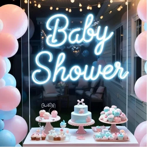 ADVPRO Letreros LED de neón personalizados para baby shower, personalizables para fiestas de cumpleaños, letrero de luz de neón LED grande