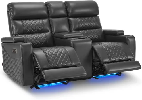 Miniatura 14 de MCombo Sofá Loveseat Eléctrico de 3 Asientos de 76.7'' para Adultos, Asiento de Cine en Casa con Reposacabezas Eléctrico, Certificado FSC, Puertos