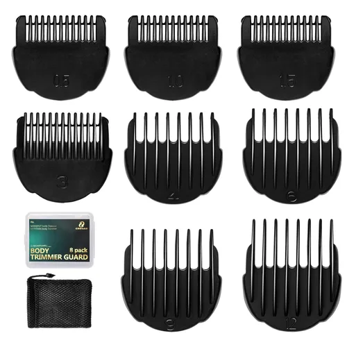 Miniatura 10 de CR8GR8 Peine Guía Profesional de Corte Compatible con Manscaped 3.0, Paquete de 4, 8 Longitudes de Corte de 1/8"-1/2" Pulgadas Compatible