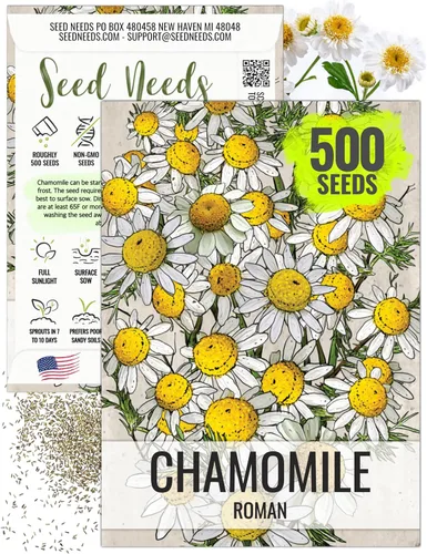 Seed Needs Semillas de manzanilla romana para plantar, sin OMG, reliquia y sin tratar, cultiva un jardín de hierbas medicinales cultivadas en casa