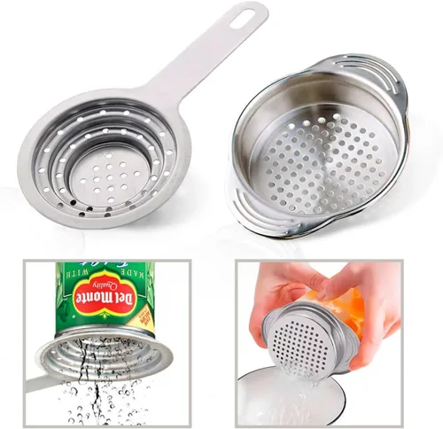 Miniatura 9 de Colador de latas multiusos de acero inoxidable – Colador universal de acero inoxidable de grado alimenticio con asa para latas pequeñas y grandes