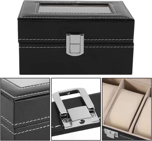 Miniatura 2 de plplaaoo Watch Case, Watch Box, Watch Storage Box, Watch Storage Case, Leather Watch Box, 1Pc High Grade 3 Slots PU Leather Box Case For Watch
