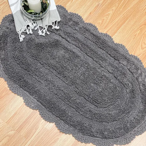 Miniatura 51 de Chardin home Alfombra de baño de ganchillo beige, alfombra de baño ovalada 100% algodón con borde de ganchillo artesanal hecho a mano, alfombra