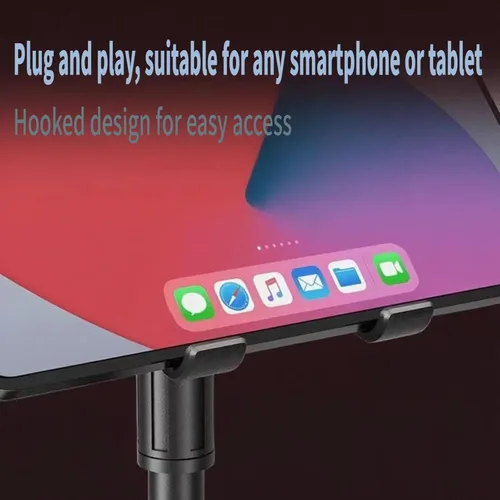Miniatura 9 de Soporte de altura ajustable para teléfono y tableta, soporte doble para dispositivos con rotación de 360°, base antideslizante resistente