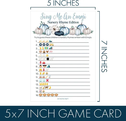 Miniatura 5 de DISTINCTIVS Blue Little Pumpkin - Paquete de juego para baby shower, tarjetas de actividades de baby shower, 20 tarjetas de doble cara