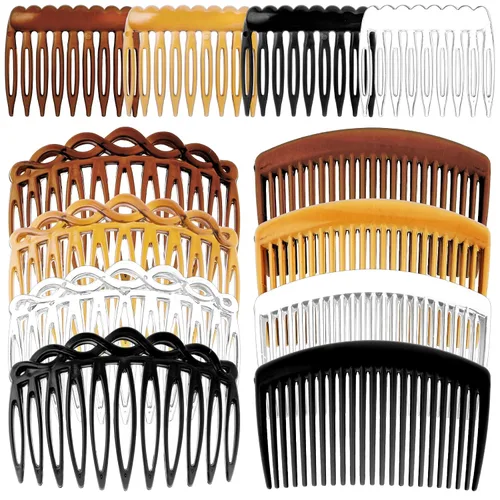 Mabor 12 peines laterales franceses para mujer, juego de peines de clip para el cabello con 3 tamaños, accesorios coloridos para el cabello ABS