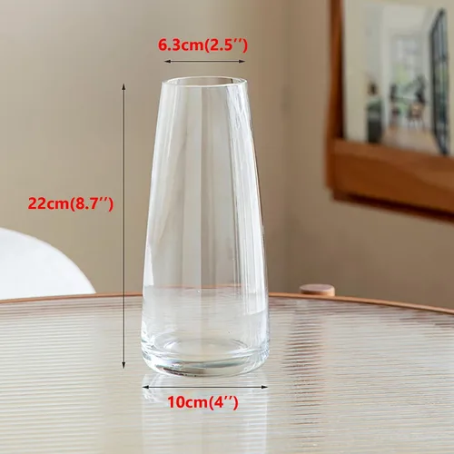 Miniatura 3 de FANTESTICRYAN Jarrón de Cristal Moderno de Vidrio Iridescente para Decoración de Hogar y Oficina (Cristal Transparente)