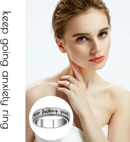 Miniatura 5 de Anillo Inicial Giratoria de Ansiedad para Mujeres Anillo de Ansiedad para Mujeres y Hombres Anillo de Pulgar para Hombres Anillo Giratoria de Plata