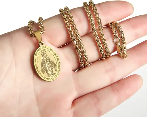 Miniatura 86 de P. BLAKE Collar ovalado de San Cristóbal, Miguel, José, Jude/Virgen María/José/Francisco/Patrick/Anthony/Benedict/Thomas para hombres y mujeres
