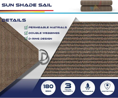 Miniatura 3 de Windscreen4less - Toldo para sombra de 16 x 20 pies, rectangular, para exteriores, con protección UV, para porche, pérgola, terraza, jardín, patio
