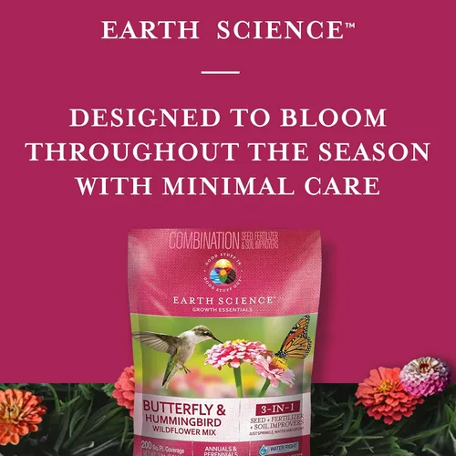 Miniatura 8 de Earth Science Mezcla de flores silvestres y colibríes, 6 libras, semillas de flores silvestres 3 en 1 premium, alimentos para plantas