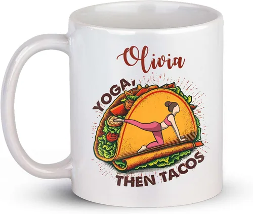 Miniatura 15 de Taza de café personalizada con nombre para yoga, taza de té de yoga con divertido diseño de perezoso, taza de inspiración para yoga y amantes