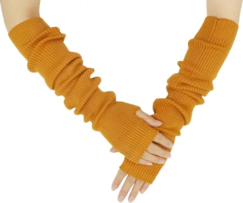 Miniatura 19 de Guantes cálidos de cachemira de brazo largo para mujer, guantes de invierno acogedores sin dedos, calentadores de brazos suaves, gran regalo