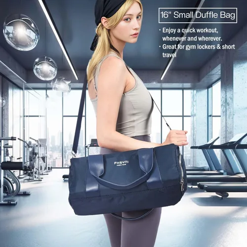 Miniatura 3 de Bolsa compacta de gimnasio deportiva para mujer, bonita bolsa de lona con bolsillo húmedo y compartimento para zapatos, bolsa de entrenamiento