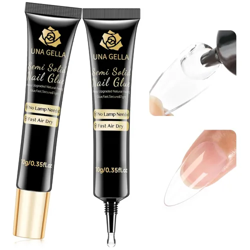 UNA GELLA No necesita lámpara de pegamento sólido para uñas a presión: uñas acrílicas súper fuertes semi pegamento de uñas gel de curado rápido 0.3