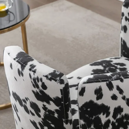 Miniatura 4 de chairus Silla de comedor moderna única de terciopelo, bonita y cómoda, tapizada, para sala de estar, dormitorio, recepción, vaca