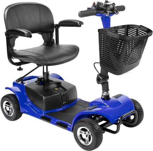 FERBAM - Patinete de movilidad de 4 ruedas, silla de ruedas móvil de energía eléctrica para adultos mayores con luces, plegable y compacta, scooter