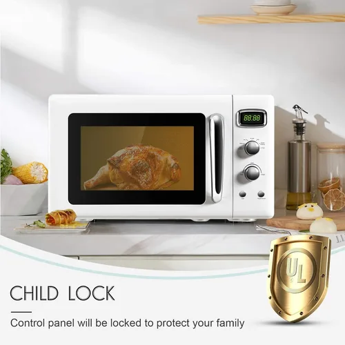 Miniatura 7 de ARLIME Horno microondas retro, 900W/0.9 pies cúbicos, pequeño horno microondas de sobremesa con función de descongelamiento y cocción automática