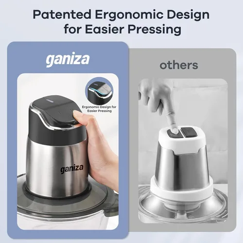 Miniatura 12 de Ganiza Procesador de alimentos, picadora de alimentos y moledora de carne de 2 velocidades con tazones de 8 tazas de acero inoxidable y 8 tazas