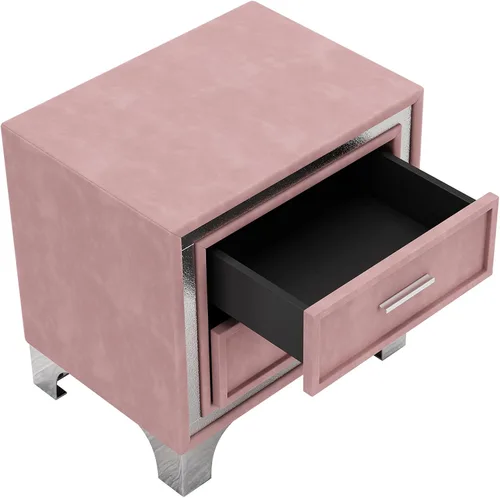 Miniatura 7 de Mesita de noche de terciopelo con 2 cajones, mesa auxiliar con almacenamiento, cómoda pequeña, muebles de mesita de noche, mesita de noche con patas